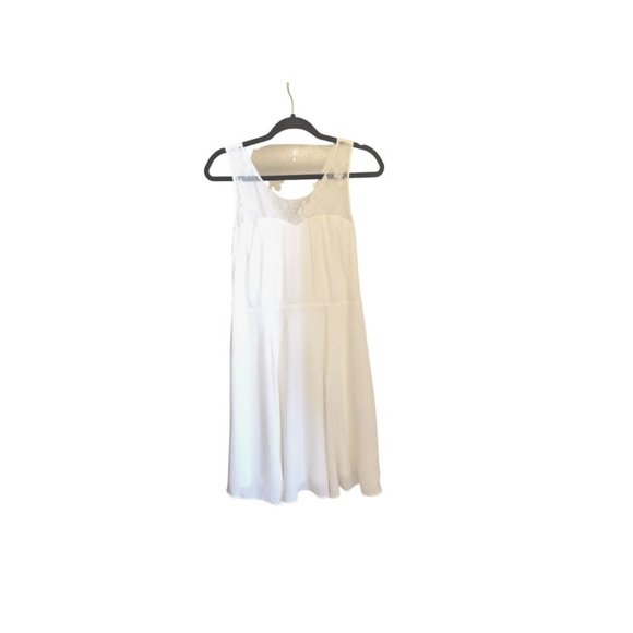 Express | Dresses | Express Skater Dress Womens 6 White Lace Chiffon |  Poshmark